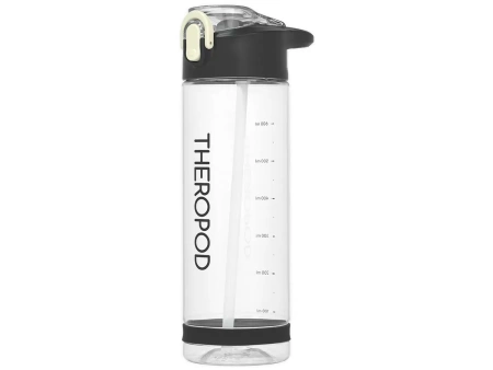 Бутылка для воды THEROPOD TP-23 0.75L, тритан, откидывающийся силиконовый поильник, крышка чёрная